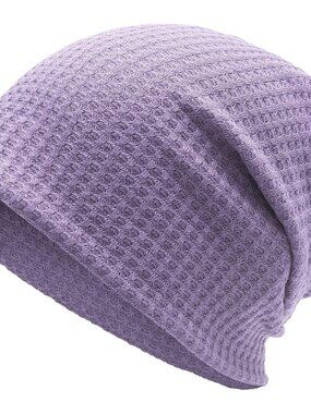 Women's Solid Purple Warm Knit Winter Pull-On Classic Slouchy Stretch Skull Cap